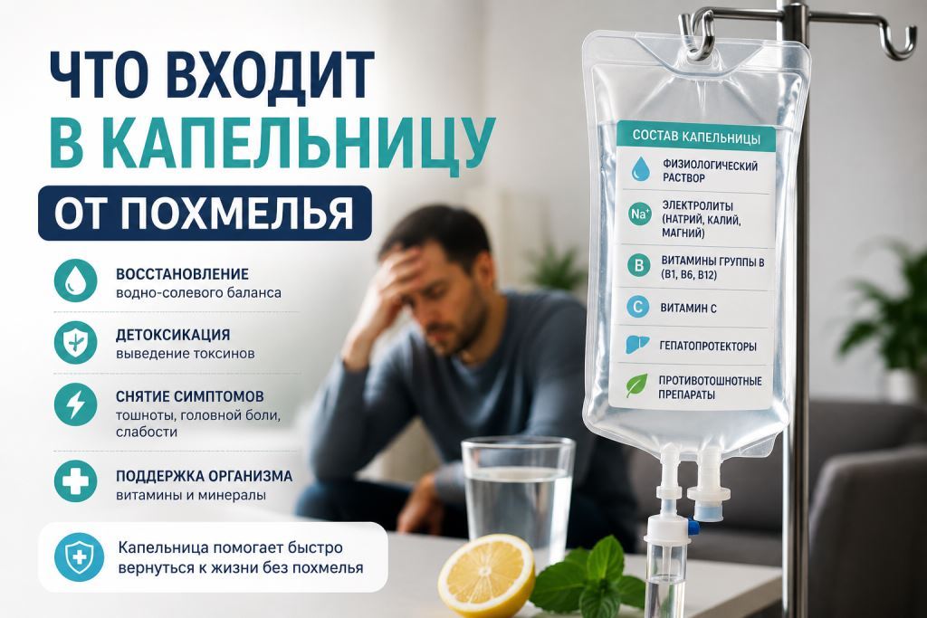 Что входит в капельницу от похмелья