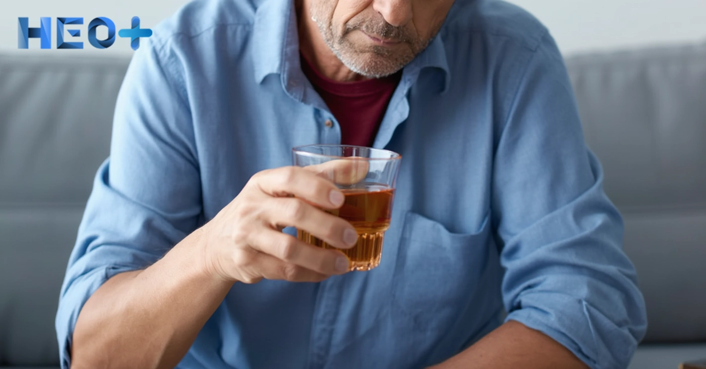 мужчина со стаканом алкоголя в руке