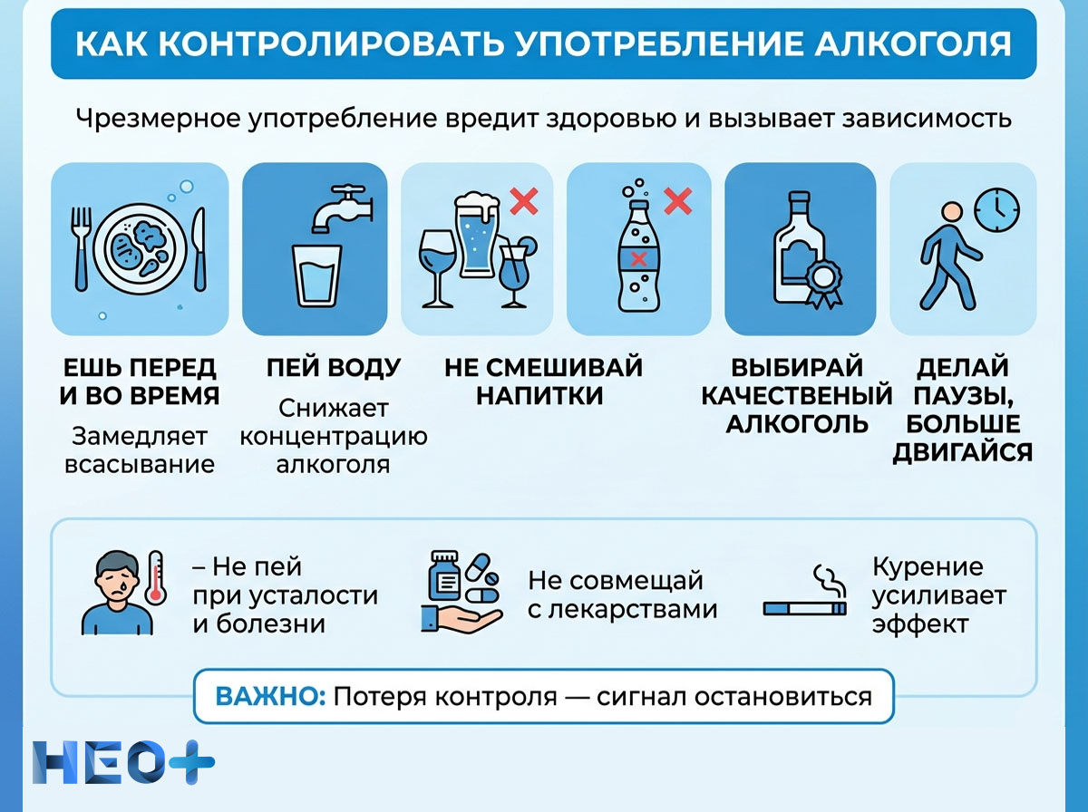 Как контролировать употребление алкоголя инфографика