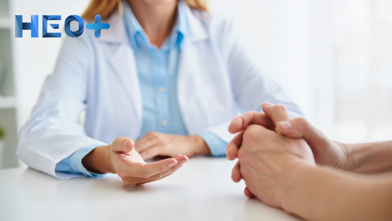 доктор общается с пациентом за столом