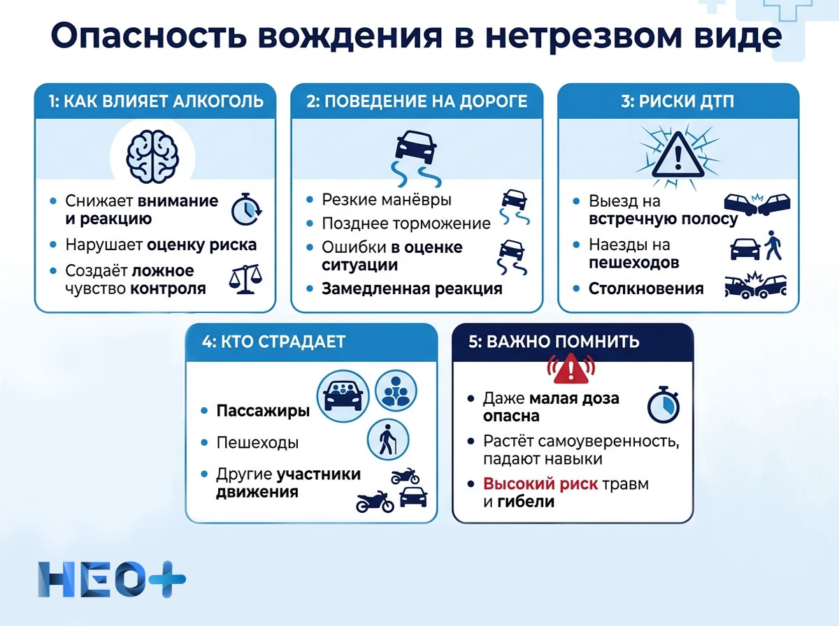 Опасность вождения в нетрезвом виде инфографика