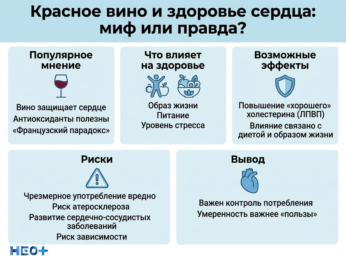 Красное вино и сердце инфографика
