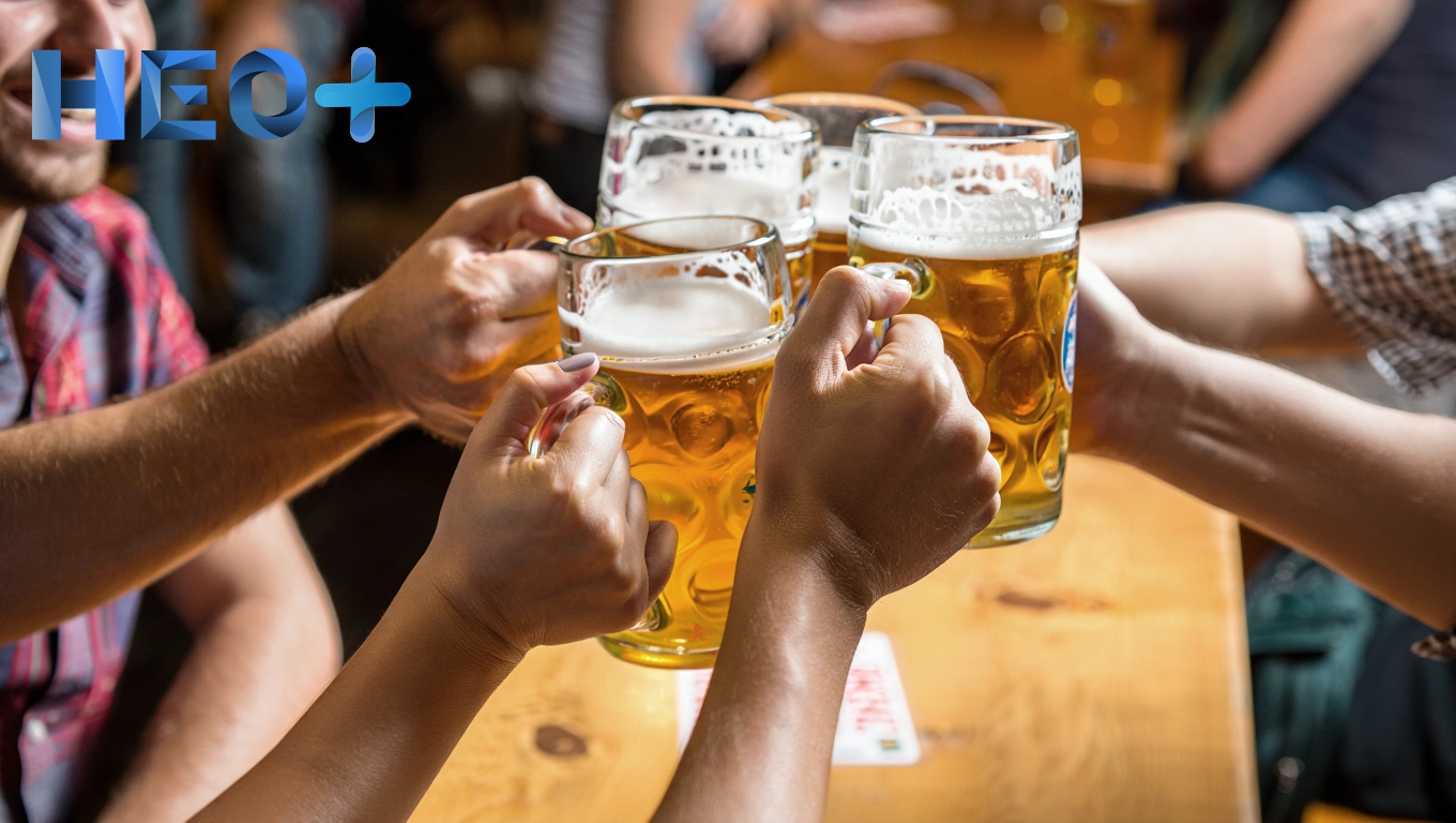 Компания пьет пиво